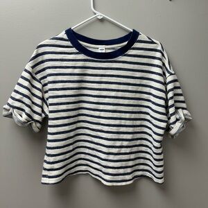 Old Navy Blue & White Striped Crop Top